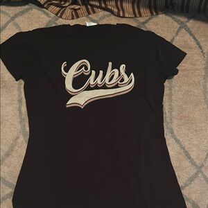 Port and Company Black Tee with White and Red Accents